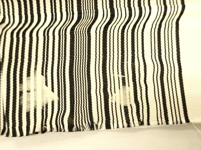 平和屋着物●本場筑前博多織 半幅帯 縞 証紙付き 正絹 逸品 CABK6008ak