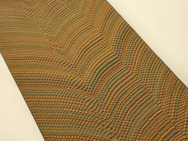 平和屋着物●本場筑前博多織 両面 半幅帯 大倉織物謹製 流水楓文/霞文 博多金ラベル 証紙付き 正絹 逸品 CABK6009ak