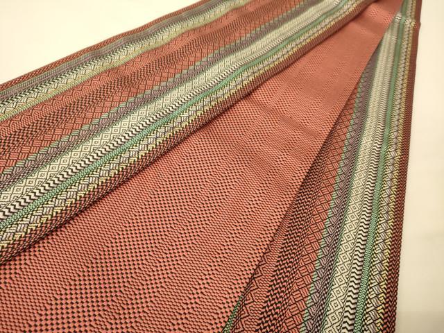 平和屋着物●本場筑前博多織 半幅帯 幾何学文 正絹 逸品 CABK6011ak