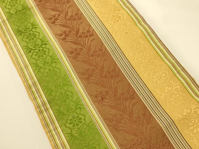 平和屋着物●本場筑前博多織 半幅帯 草花間道 正絹 逸品 CABK6024ak