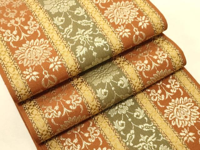 平和屋着物●本場筑前博多織 半幅帯 花間道 正絹 逸品 CABK6028ak