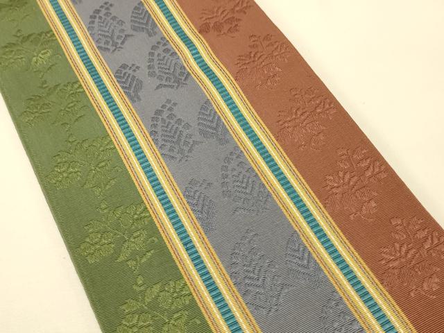 平和屋着物●本場筑前博多織 半幅帯 井上絹織謹製 枝花間道 証紙付き 正絹 逸品 CABK6039ak