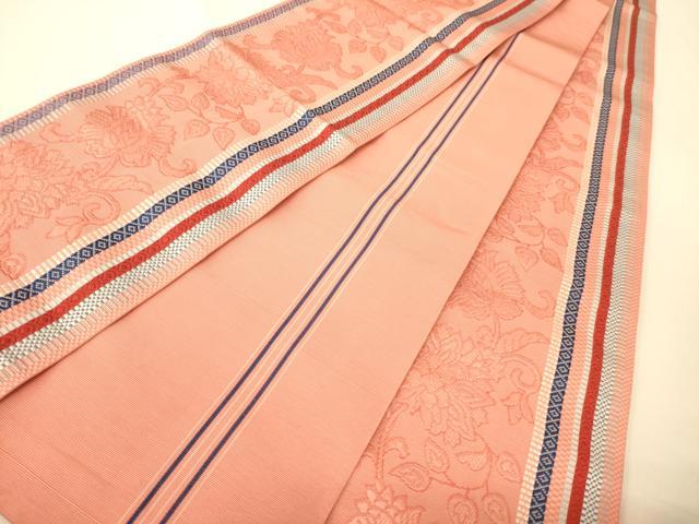 平和屋着物●本場筑前博多織 半幅帯 更紗花間道 正絹 逸品 CABK6049ak