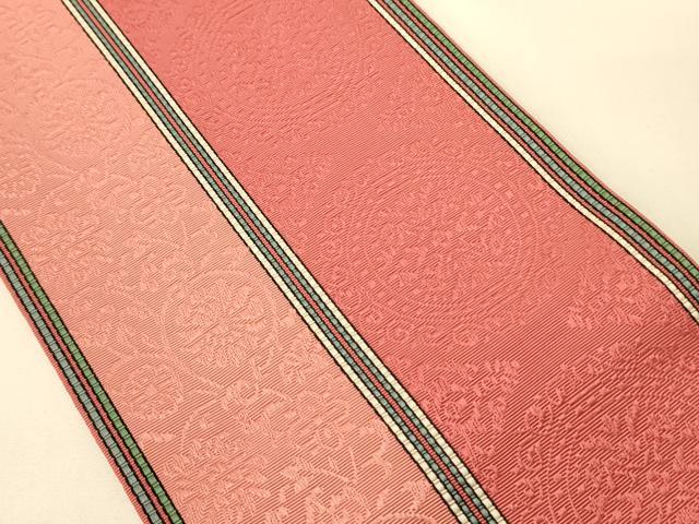 平和屋着物●本場筑前博多織 半幅帯 花唐草間道 正絹 逸品 CABK6054ak
