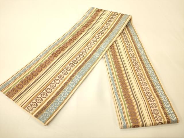 平和屋着物●本場筑前博多織 半幅帯 幾何学間道 正絹 逸品 CABK6073ak
