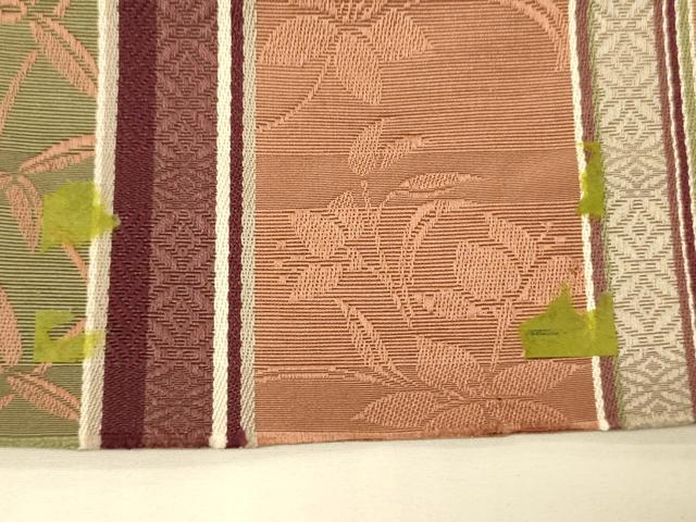 平和屋着物●本場筑前博多織 半幅帯 脇山忠道作 花唐草間道 証紙付き 正絹 逸品 CABK6096ak