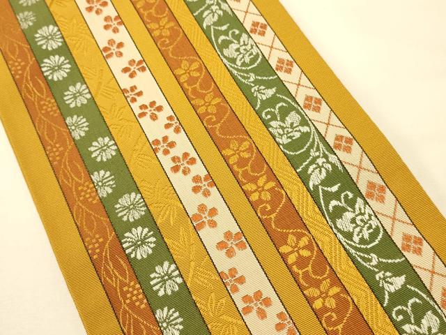 平和屋着物●本場筑前博多織 半幅帯 井上絹織謹製 花間道 証紙付き 正絹 逸品 CABK6102ak