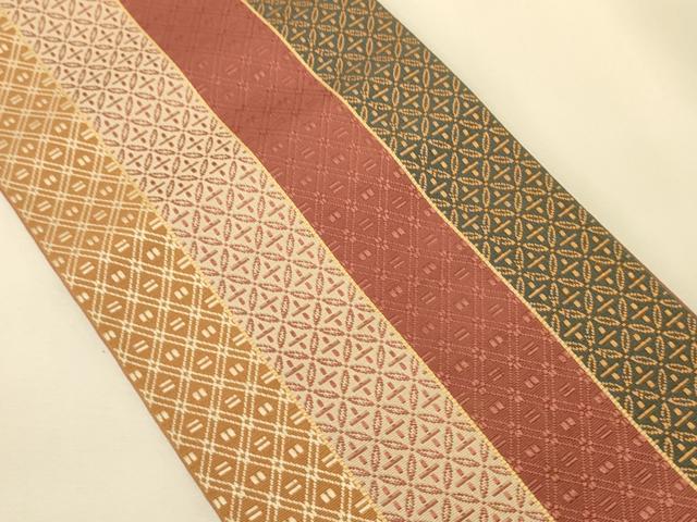 平和屋着物●本場筑前博多織 半幅帯 菱間道 証紙付き 正絹 逸品 CABK6114ak