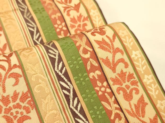 平和屋着物●本場筑前博多織 半幅帯 花間道 正絹 逸品 CABK6121ak