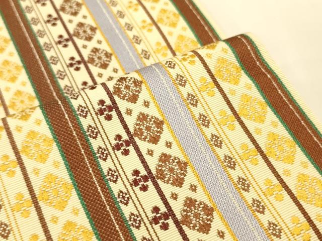 平和屋着物●本場筑前博多織 半幅帯 菱花間道 正絹 逸品 CABK6129ak