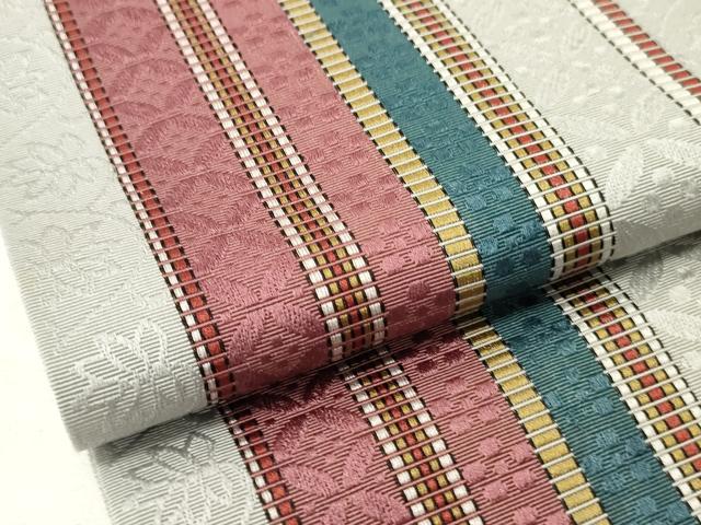 平和屋着物●本場筑前博多織 半幅帯 井上絹織謹製 七宝花間道 正絹 逸品 CABK6131ak