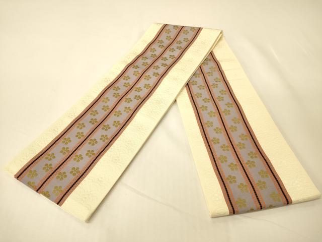 平和屋着物●本場筑前博多織 半幅帯 井上絹織謹製 青海波花間道 証紙付き 正絹 逸品 CABK6132ak