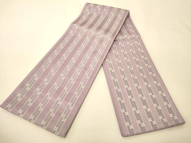 平和屋着物●本場筑前博多織 半幅帯 間道 正絹 逸品 CABK6180ak