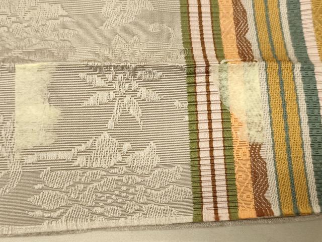 平和屋着物●本場筑前博多織 半幅帯 脇山忠道作 草花間道 証紙付き 正絹 逸品 CABK6182ak