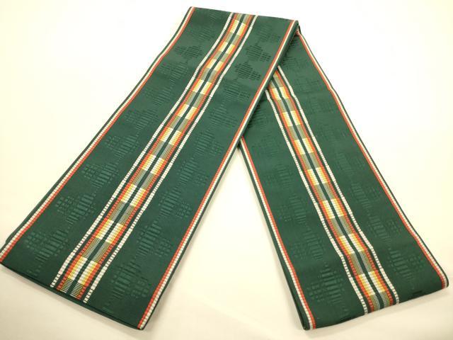 平和屋着物●本場筑前博多織 半幅帯 間道 正絹 逸品 CABK6189ak