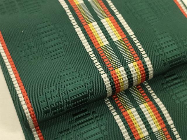 平和屋着物●本場筑前博多織 半幅帯 間道 正絹 逸品 CABK6189ak