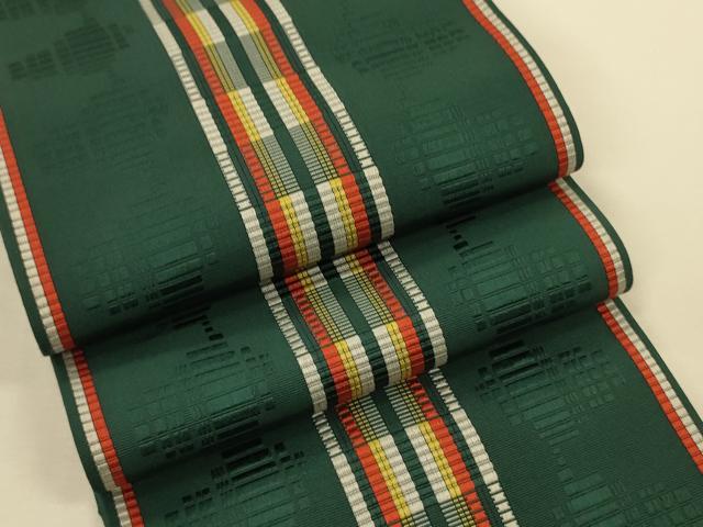 平和屋着物●本場筑前博多織 半幅帯 間道 正絹 逸品 CABK6189ak