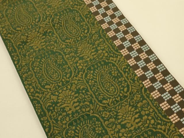 平和屋着物●本場筑前博多織 半幅帯 幾何学花文 正絹 逸品 CABK6190ak
