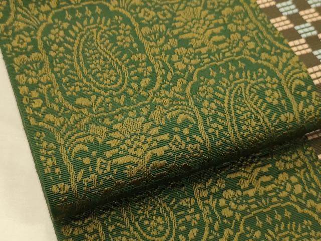 平和屋着物●本場筑前博多織 半幅帯 幾何学花文 正絹 逸品 CABK6190ak