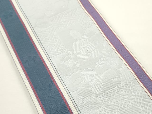 平和屋着物●本場筑前博多織 半幅帯 枝花文 正絹 逸品 CABK6197ak