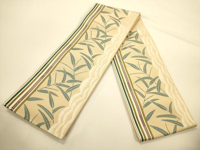 平和屋着物●本場筑前博多織 半幅帯 笹竹文 正絹 逸品 CABK6201ak