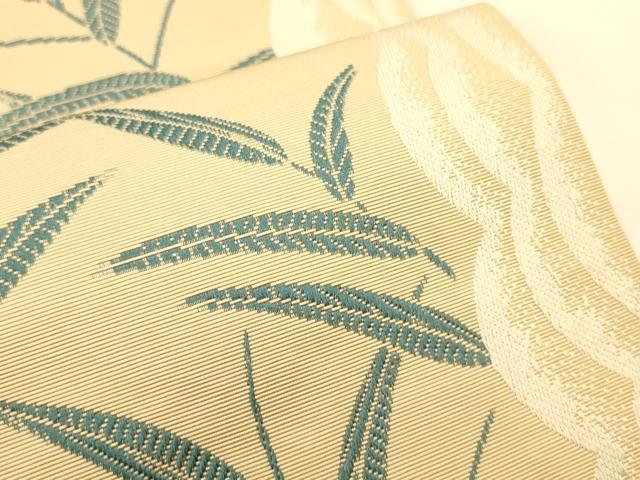 平和屋着物●本場筑前博多織 半幅帯 笹竹文 正絹 逸品 CABK6201ak