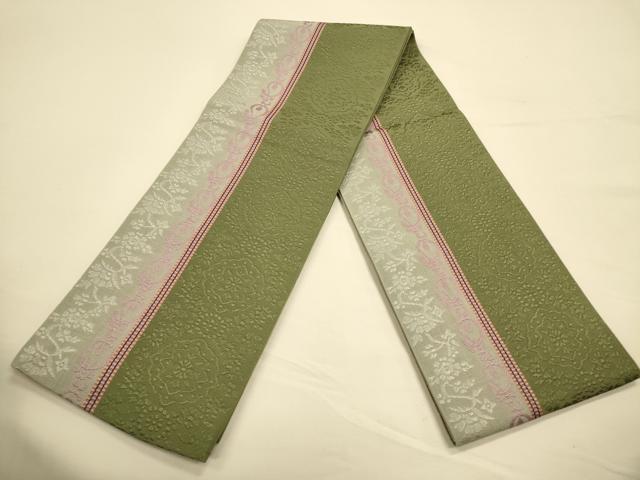 平和屋着物●本場筑前博多織 半幅帯 花間道 証紙付き 正絹 逸品 CABK6242ak