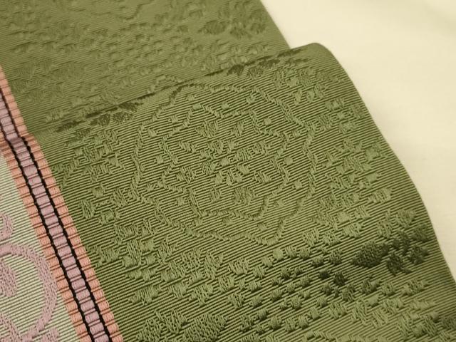 平和屋着物●本場筑前博多織 半幅帯 花間道 証紙付き 正絹 逸品 CABK6242ak