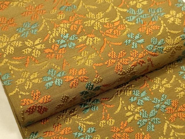平和屋着物●本場筑前博多織 半幅帯 草花文 正絹 逸品 CABK6245ak