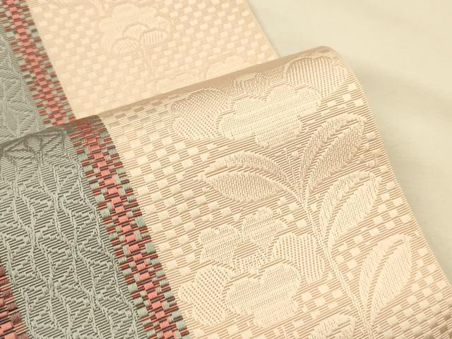 平和屋着物●本場筑前博多織 半幅帯 枝花文 正絹 逸品 CABK6247ak