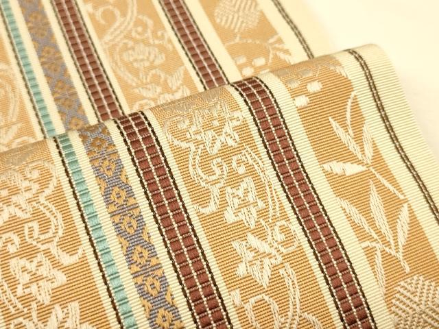 平和屋着物●本場筑前博多織 半幅帯 唐草花間道 正絹 逸品 CABK6252ak