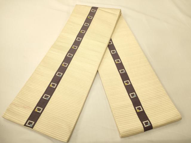 平和屋着物●本場筑前博多織 半幅帯 幾何学間道 正絹 逸品 CABK6278ak