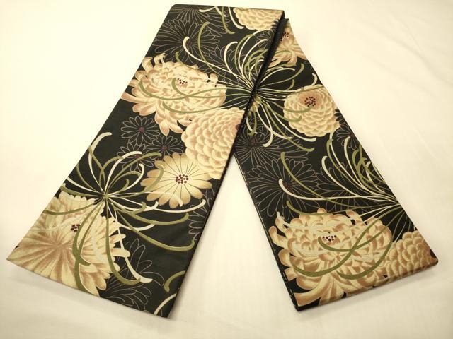 平和屋着物●こむさでもーど・COMME CA DU MODE 半幅帯 乱菊 黒地 CABK6298ak