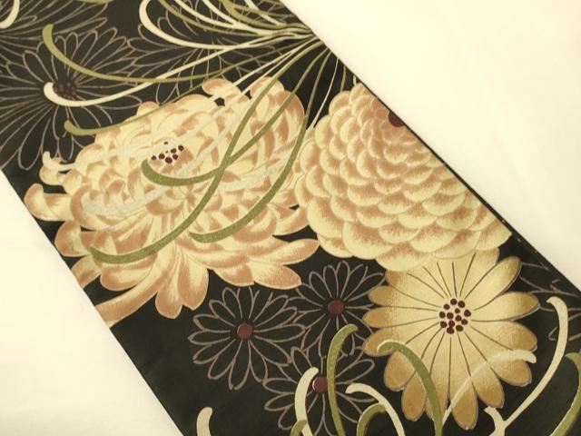 平和屋着物●こむさでもーど・COMME CA DU MODE 半幅帯 乱菊 黒地 CABK6298ak