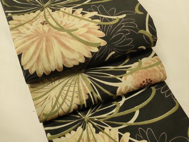 平和屋着物●こむさでもーど・COMME CA DU MODE 半幅帯 乱菊 黒地 CABK6298ak