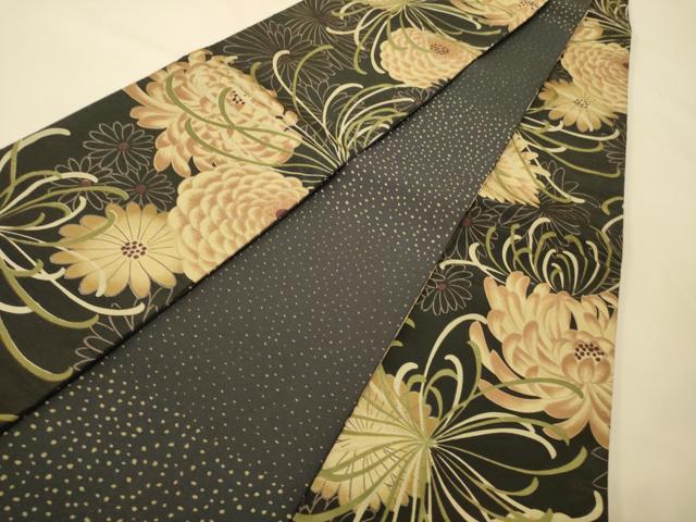 平和屋着物●こむさでもーど・COMME CA DU MODE 半幅帯 乱菊 黒地 CABK6298ak