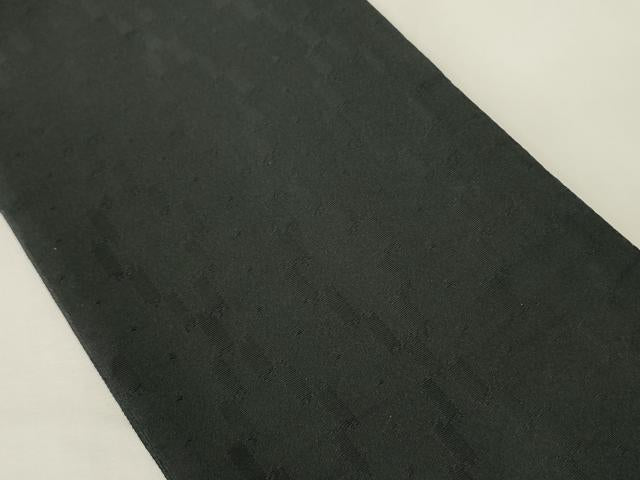 平和屋着物●両面 半幅帯 市松動物宝尽くし/幾何学文 黒地 CABK6303ak