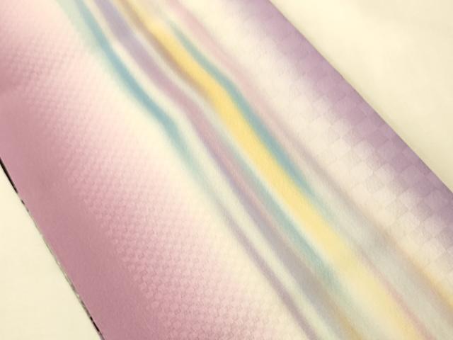 平和屋着物●両面 半幅帯 花鳥文/縞 上代33万円 正絹 逸品 未使用 CABK6323ak
