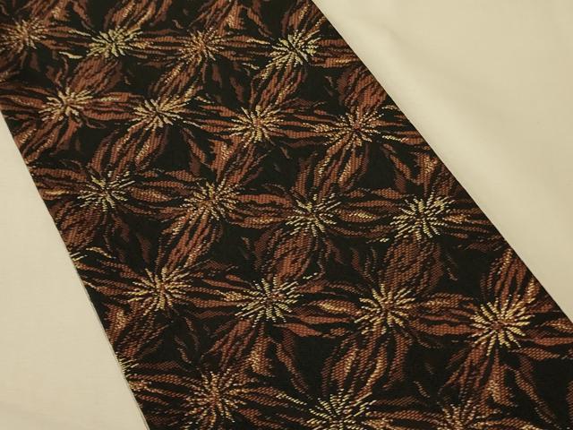 平和屋着物●両面 半幅帯 枝花文/花尽し文 正絹 逸品 CABK6326ak