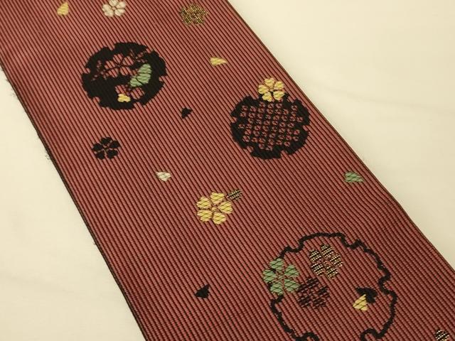 平和屋着物●本場筑前博多織 両面 半幅帯 協和織工場謹製 花兎/うさぎ 金糸 証紙付き 正絹 逸品 CABK6331ak
