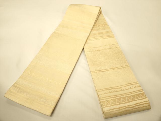 平和屋着物●両面 半幅帯 幾何学横段文 金銀糸 正絹 逸品 CABK6334ak