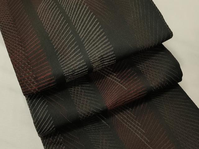 平和屋着物●半幅帯 市松文/幾何学文 黒地 CABK6336ak