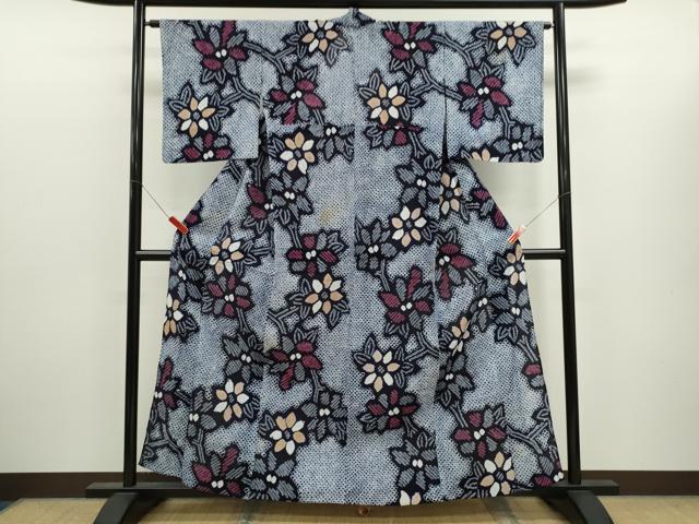 平和屋着物∴夏物 浴衣 有松鳴海絞り 枝花文 綿 逸品 CABK6404ze