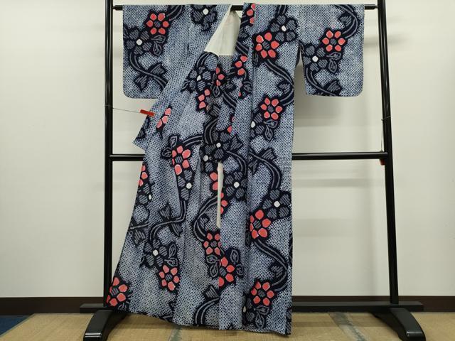 平和屋着物∴夏物 浴衣 有松鳴海絞り 草花文 綿 逸品 CABK6410ze