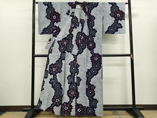 平和屋着物∴夏物 浴衣 有松鳴海絞り 草花文 綿 逸品 CABK6411ze