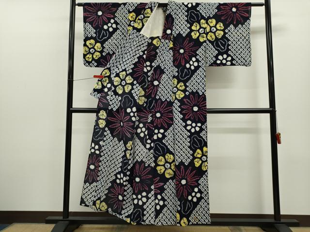 平和屋着物∴夏物 浴衣 有松鳴海絞り 舞花文 綿 逸品 CABK6424ze