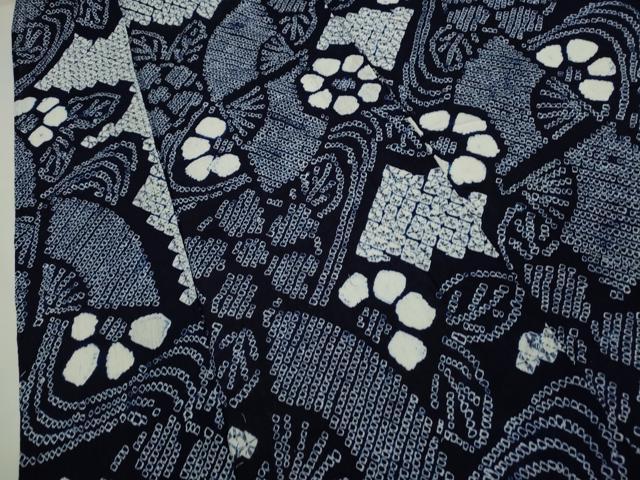 平和屋着物∴夏物 浴衣 有松鳴海絞り 扇面花文 綿 逸品 CABK6432ze