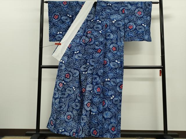 平和屋着物∴夏物 浴衣 有松鳴海絞り 朝顔 綿 逸品 未使用 CABK6433ze
