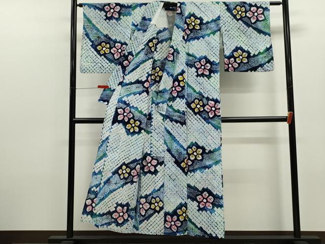 平和屋着物∴夏物 浴衣 有松鳴海絞り 舞花文 綿 逸品 CABK6436ze