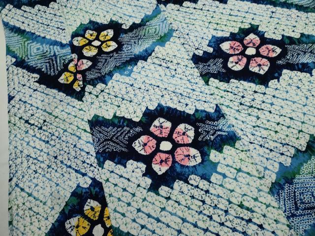 平和屋着物∴夏物 浴衣 有松鳴海絞り 舞花文 綿 逸品 CABK6436ze